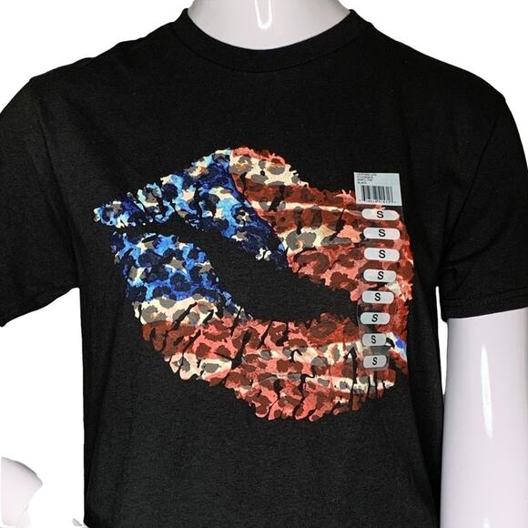 Delta Pro Weight NWT Leopard and Lips Tshirt Short Sleeve  Black… - Picture 2 of 7